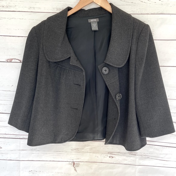 Charcoal Gray Cropped Jacket Blazer 8 Kenneth Cole - Picture 1 of 3